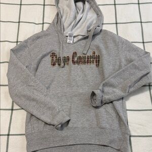 Gray Hoodie with Plaid Lettering